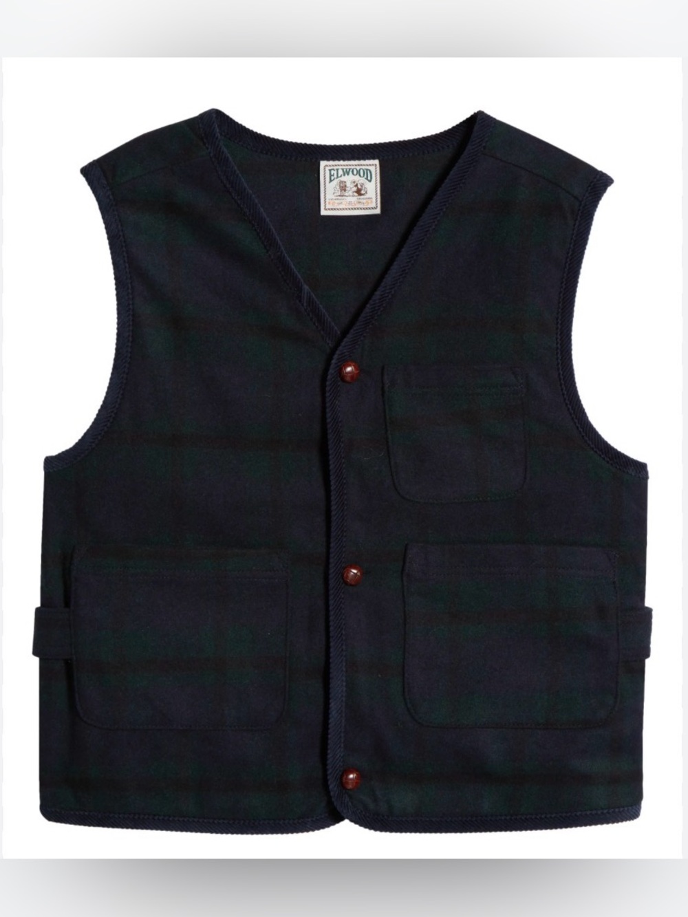 Elwood Navy and Forest Green Plaid Hunters Vest
